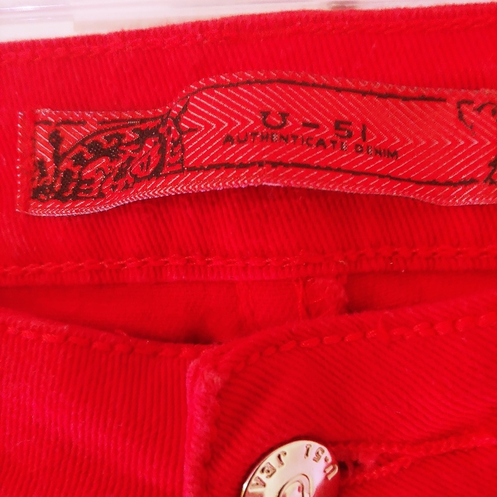 Red Distressed Style Jeans - Picture 2 of 12